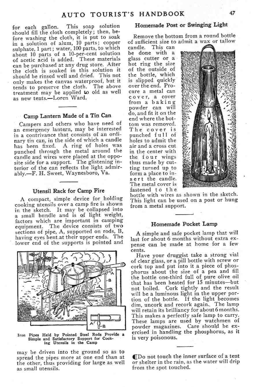1924 Popular Mechanics Auto Tourist Handbook Page 10